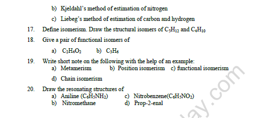 CBSE Class 11 Chemistry Organic Chemistry Worksheet